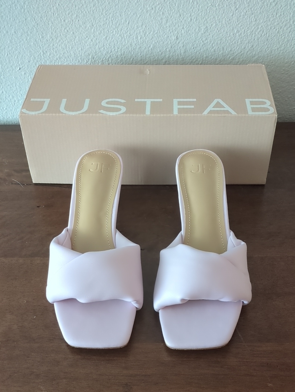 JustFab Blush Braided Square-Toe Slide Heels